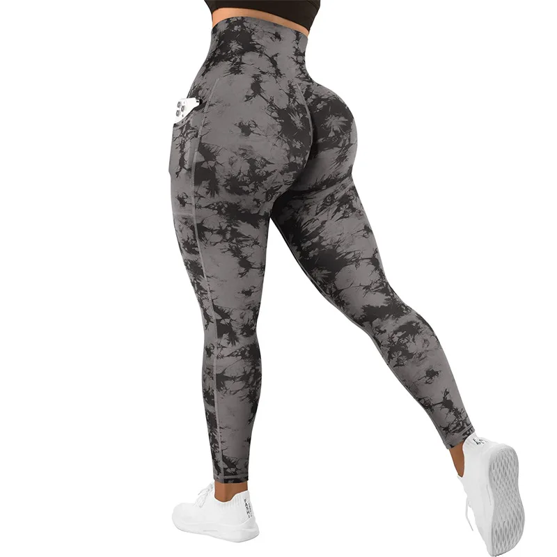 Women Leggings Fitness Yoga Pants Skinny Sports Gym Running Mesh Patchwork Yoga Elasticity AthleticTie Dyeing Pants Deportivas