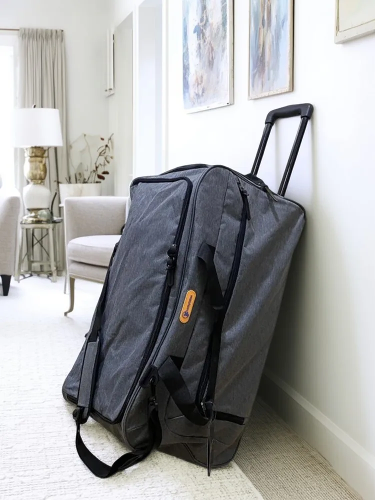 

Extra Large Waterproof Duffel Bag with Trolley System Wet Dry Compartment & Shoe Pocket, Gym Sports Travel Luggage