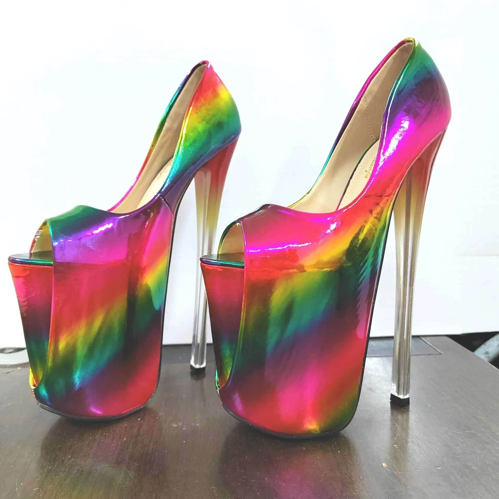 Loslandifen Women Platform Pumps Patent Leather 4
