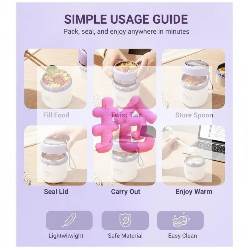 Portable Food Warmer - 1 ชิ้น แก้วเก็บความร้อนแบบพกพา กล่องข้าวเก็บอุณหภูมิ กล่องเบนโตะ กล่องอุ่นอาหาร