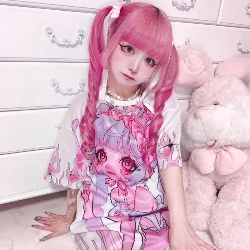 2026 Fashionable Summer Devil and Angel Girl Harajuku Street Sweet 3D Adult and Children's Parent Child Wear Breathable Y2K Gift