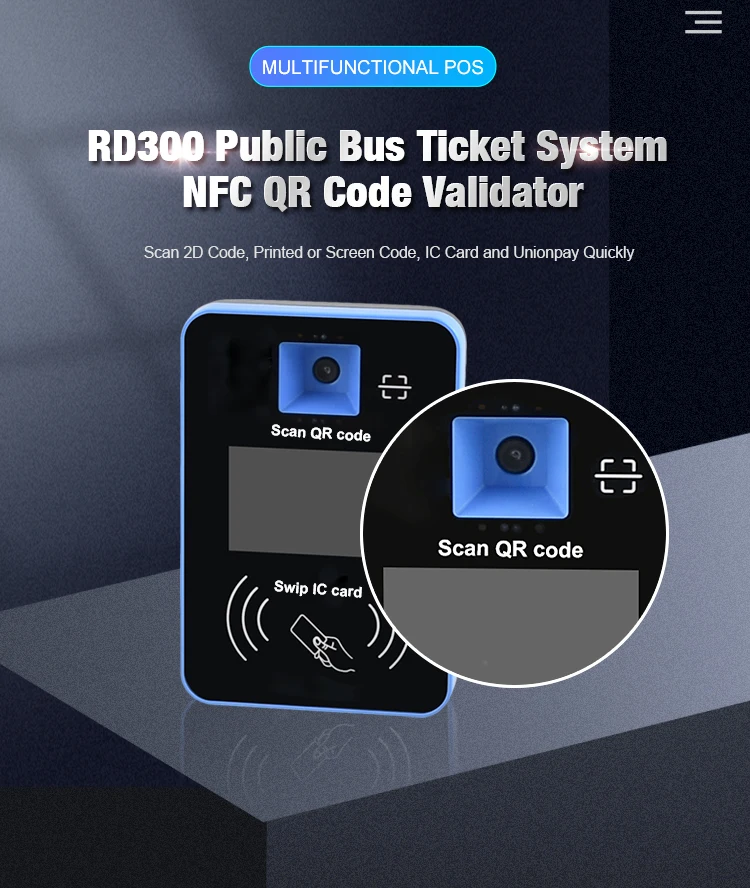 RD300 5 بوصة Android QR Code Ticket Validator Payment POS Machine قارئ البطاقات الذكية للحافلة De Transport العامة