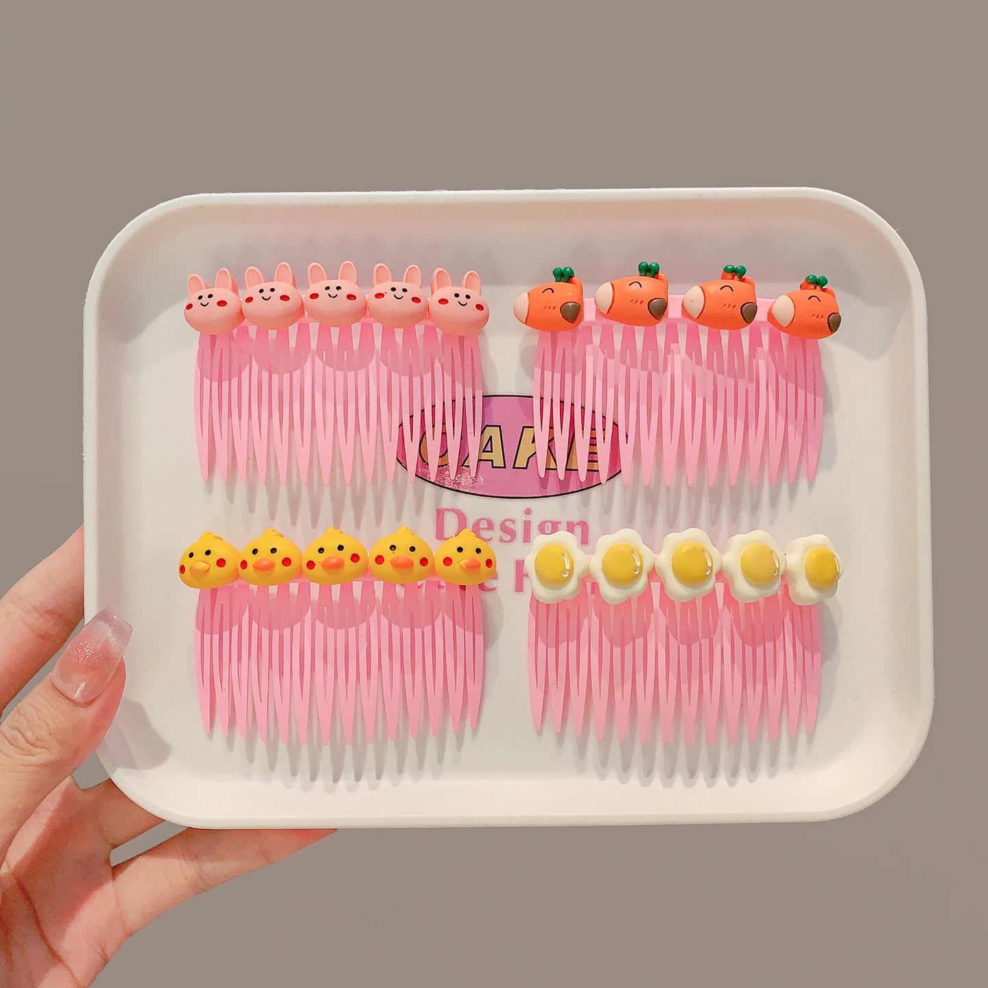 Neue modische 5-teilige Cartoon-Frucht-Tier-Blumen-Haarkamm-Clips für Mädchen, Frauen, Kinder, koreanisches Harz, schadet dem Haar nicht, Haar-Accessoires, Geschenk – Detail 4
