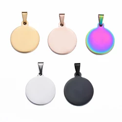 5PCS Fashion Military Army ID 5 Colors Stainless Steel Blank Round  Dog Tags Pendant Quality Pendant Necklace Jewelry