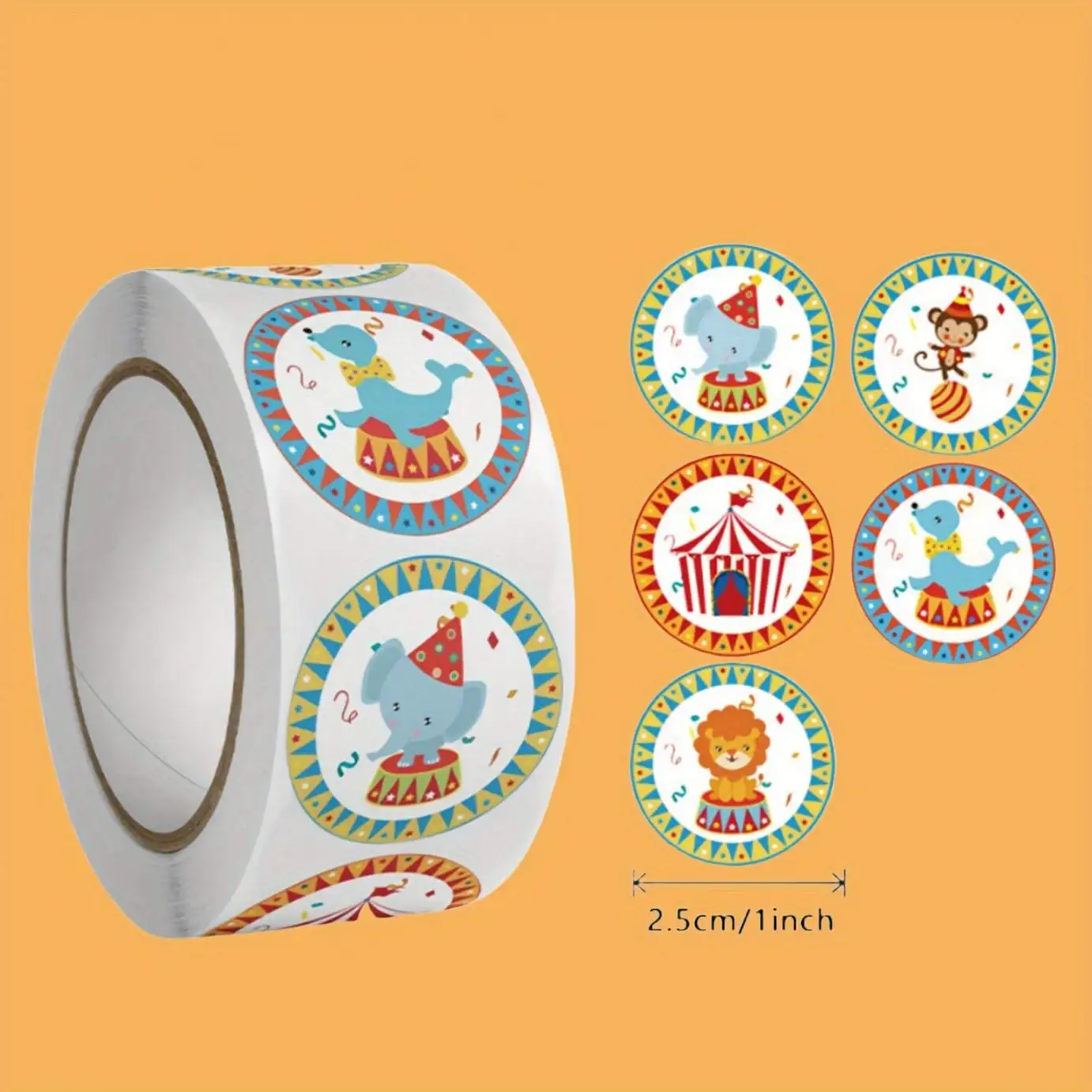 100-500pcs/roll Sticker Circus Small Animal Reward Sticker Gift Decoration Sticker Sealing Sticker