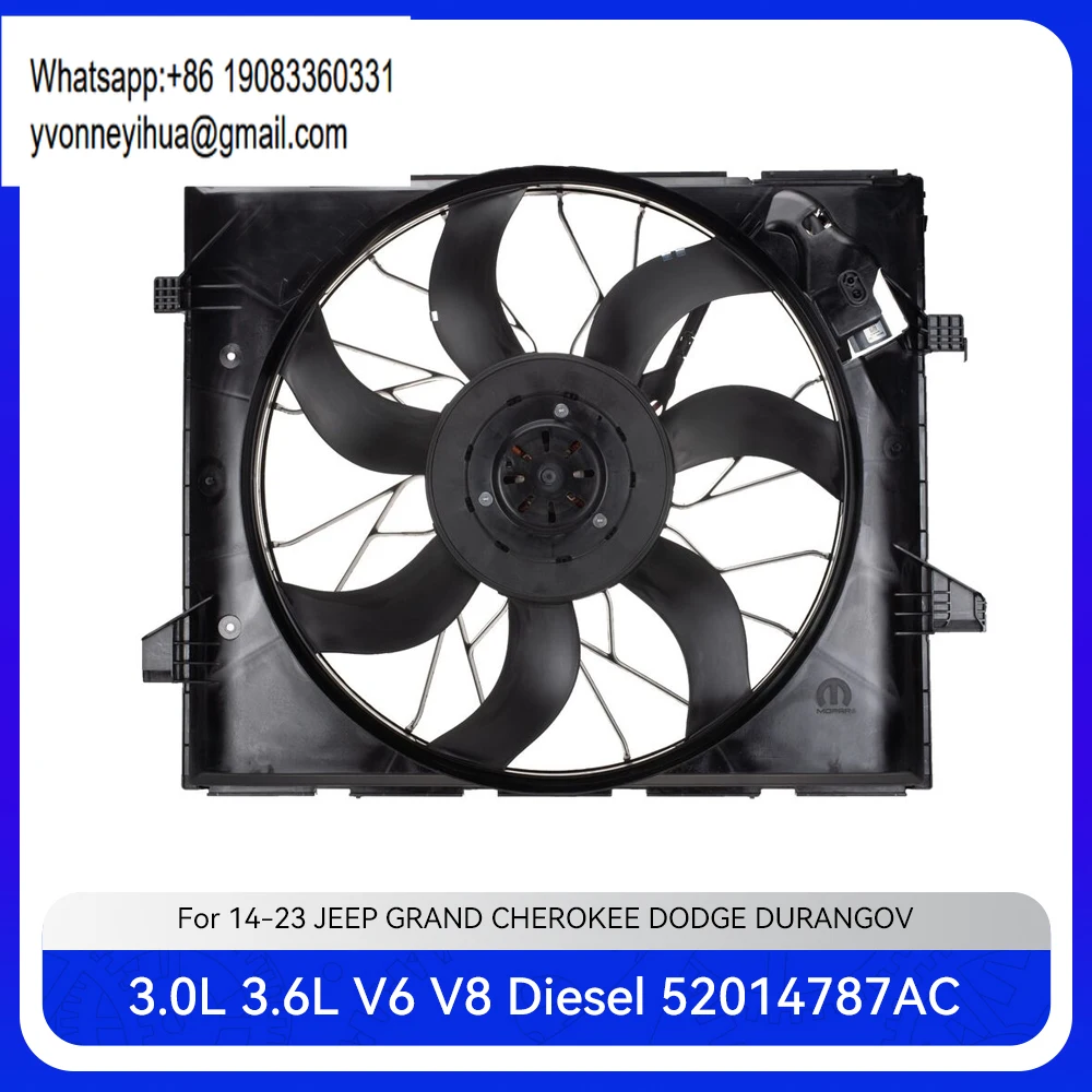 

Вентилятор радиатора в сборе для двигателей 3.0, 3.6, 5.7, 6.4 V6 Diesel EXF, подходит для JEEP GRAND CHEROKEE и DODGE DURANGO 3.0L 2014-2023 гг., артикул 52014787AC