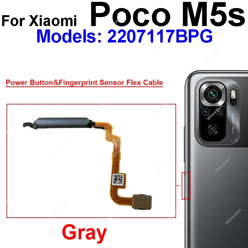 For Xiaomi Poco M4 M5 M5s M4 Pro M4Pro 4G 5G Home Button Back Touch ID Scanner Fingerprint Sensor Flex Cable Phone Parts