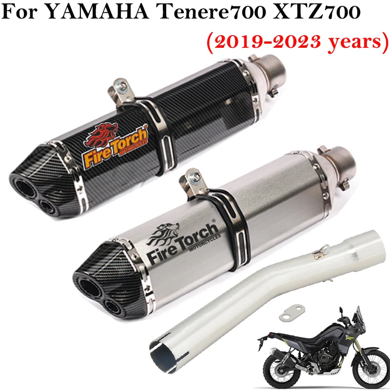 Motorcycle Exhaust Escape Middle Link Pipe Muffler No DB Killer For YAMAHA Tenere700 Tenere 700 XTZ700 XTZ-700 2019 - 2023 2024