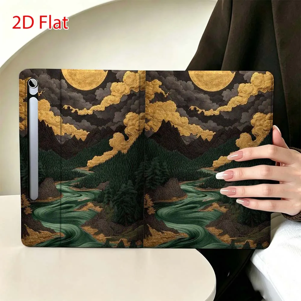 Moon Mountain Texture Soft For Samsung Galaxy Tab S11 S10 S9 S8 S7 S6 A9 A8 A11 Lite FE Plus Pen Tray Tablet Case