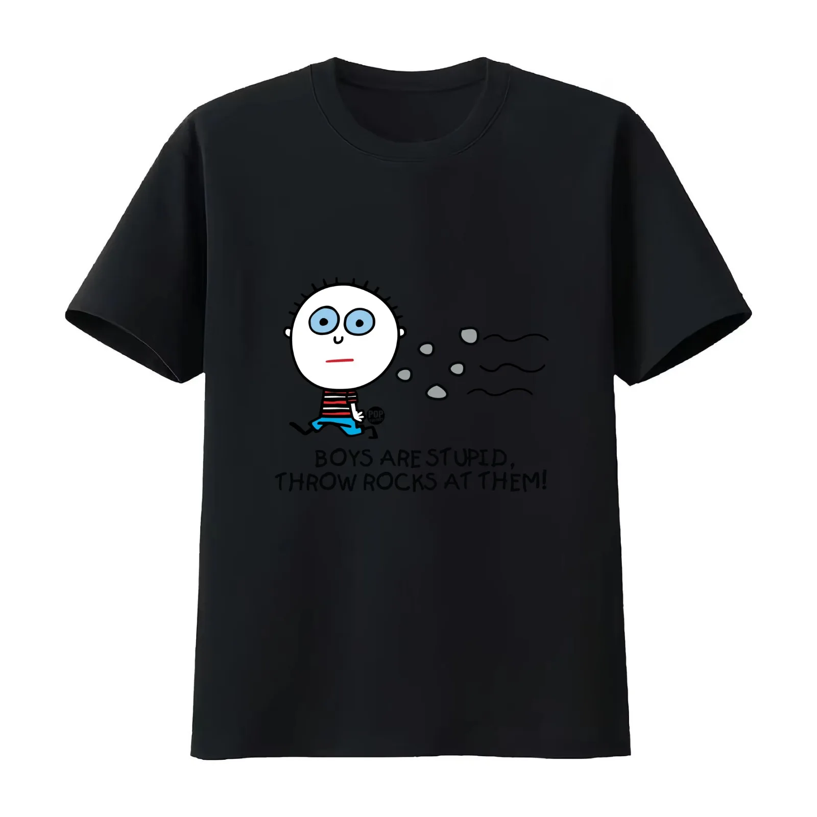 Boys are stupid - Throw rocks at them T-Shirt Summer Casual Cotton Tee Oversized Streetwear Tops Vintage Graphic Print