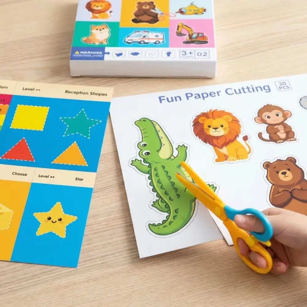 Cartoon Design DIY Paper Cut Book 30Pcs Set Color Paper Kids Craft Scrapbooking Fine Motor Skills Handmade Paper Art