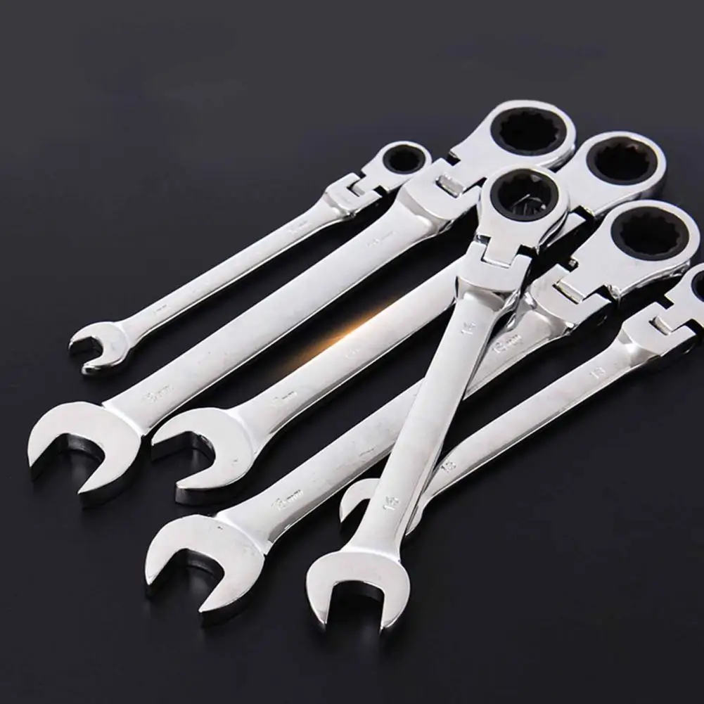 8-19mm Head Ratchet Wrench 72-tooth Ratchet Wrench Flex Head Ratcheting Wrench Ratchet Wrench Car Key Wrench Repair Tool