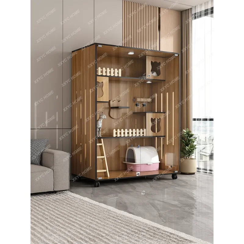 

Cat Villa Cage Home Indoor Cattery House Cabinet Super Large Space Nest