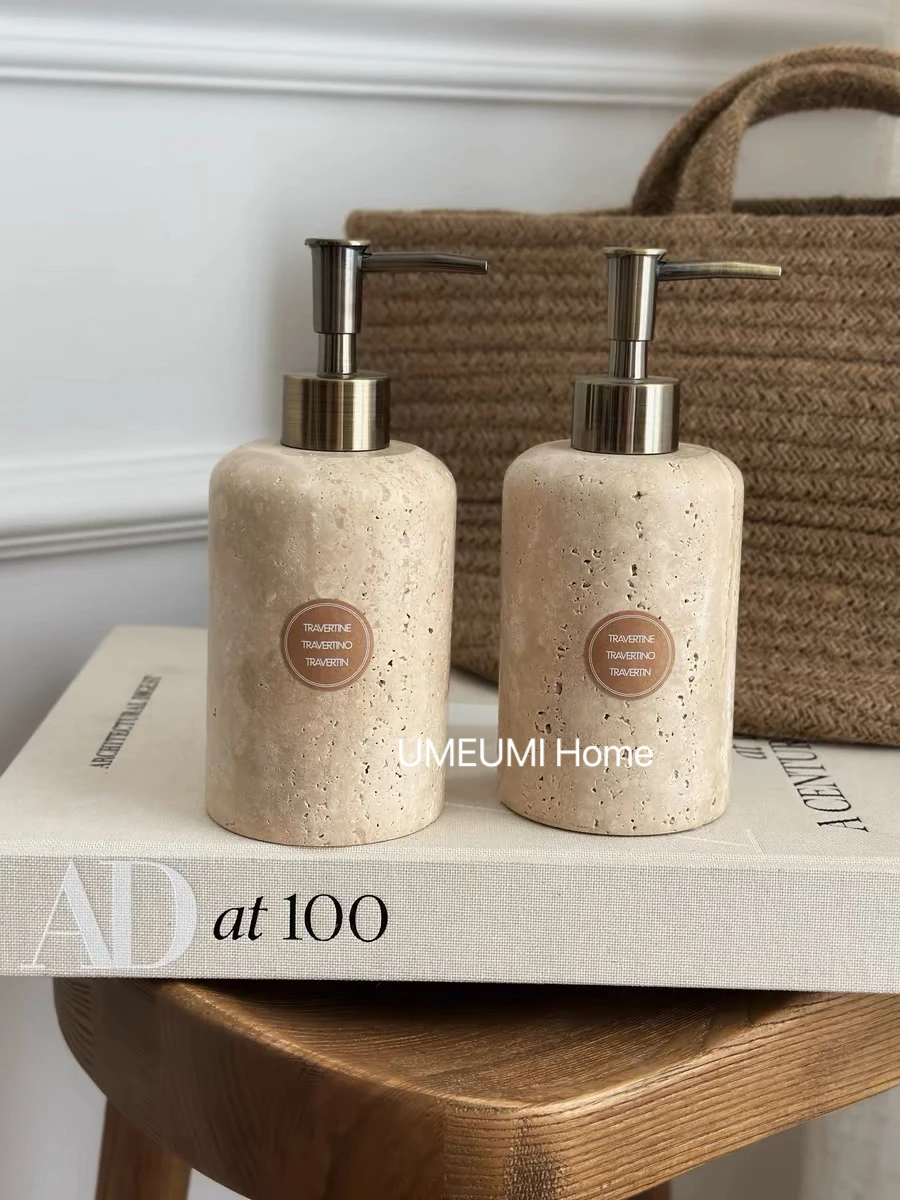 UMEUMI Travertine stone shower gel holder Shampoo dispenser Soap bottle hand sanitizer marbel bathroom kit accessor washroom INS