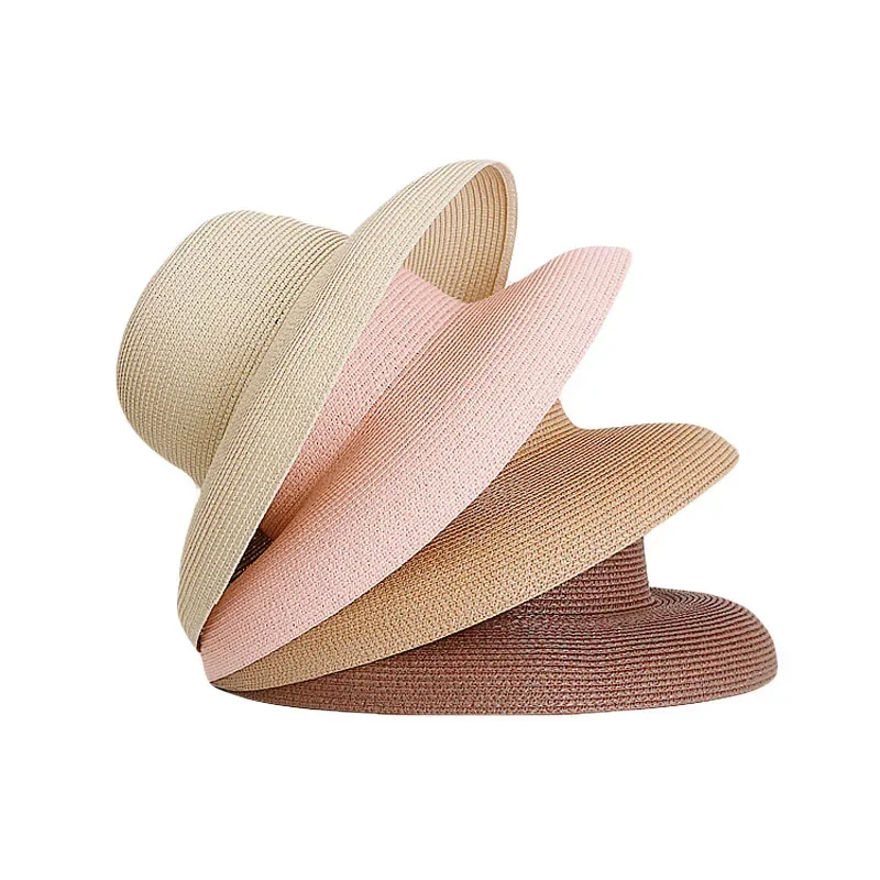 Prévention SITI U-Chapeau de paille de style Hepburn pour femmes et filles, casquette de soleil, design vintage, solide, document, plage, vacances,