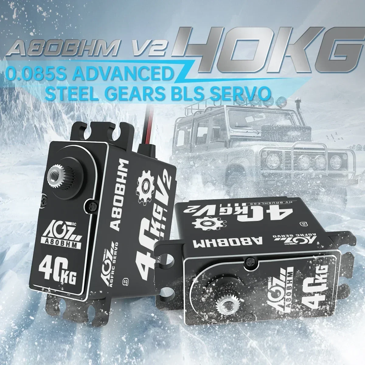 AGFRC A80BHM V2 A80BHS V HV Steel Gears  40KG 36KG High Torque Programmable Brushless Standard Digital Servo For 1/10 RC Car