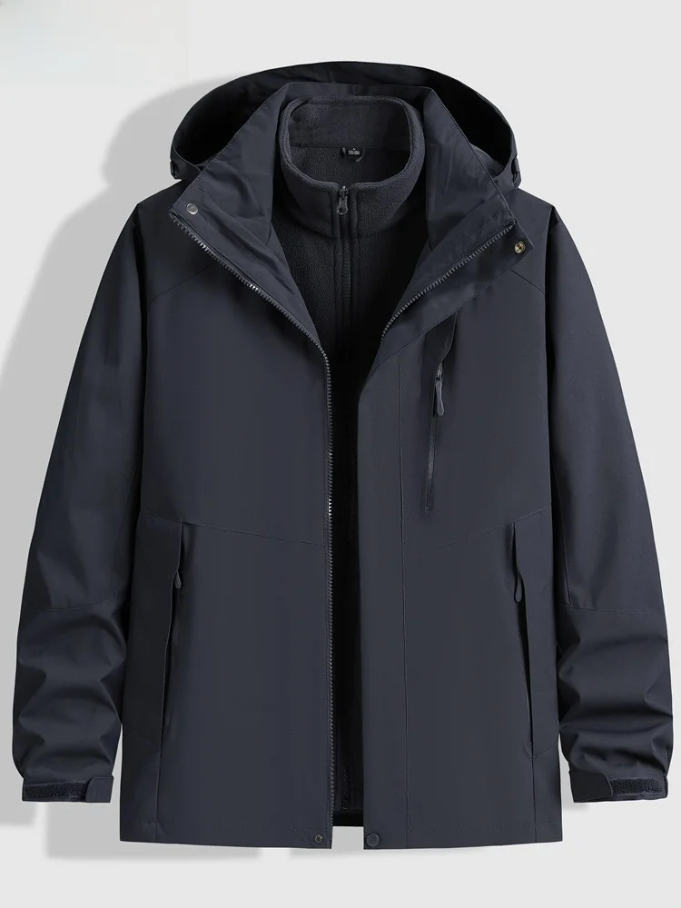 

Men's Outdoor Windproof Tee-in-One Jaet Large Size Autumn Winter Coat Casual Faion Polyester Nylon Cosite Fiber