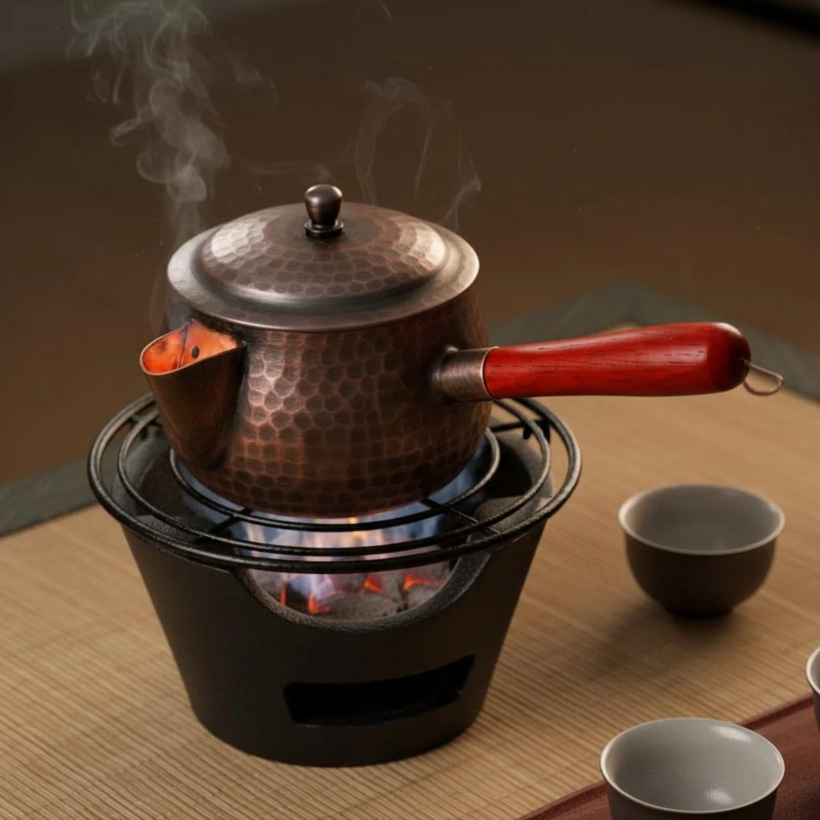 

Copper Tea Kettle Long-Lasting Hammered Copper Tea Kettle Elegant Pattern Non for Tabletop