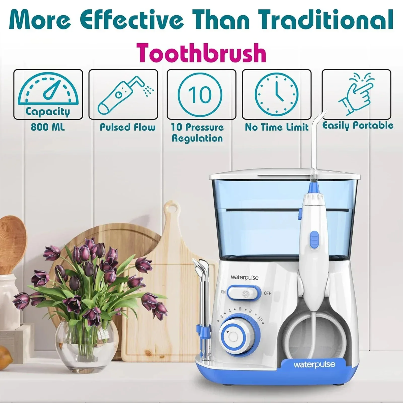 Electric Dental Water Flosser V300 5pcs Tips 800ml Oral Irrigator Teeth Cleaner Oral Hygiene For Oral Care