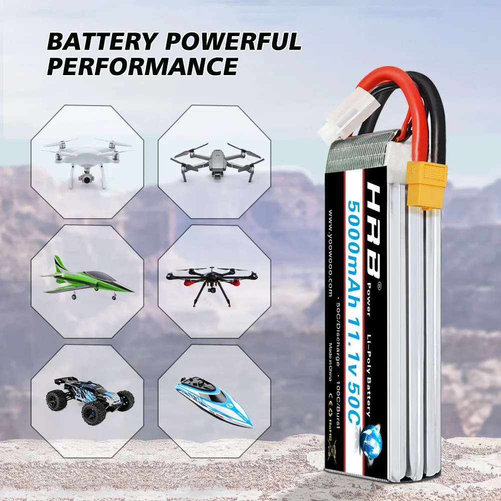 بطارية HRB-libattery لشاحنة تحكم عن بعد وسيارة وطائرة Truggy ، po mAh ، 3S ، oy V ، 50C