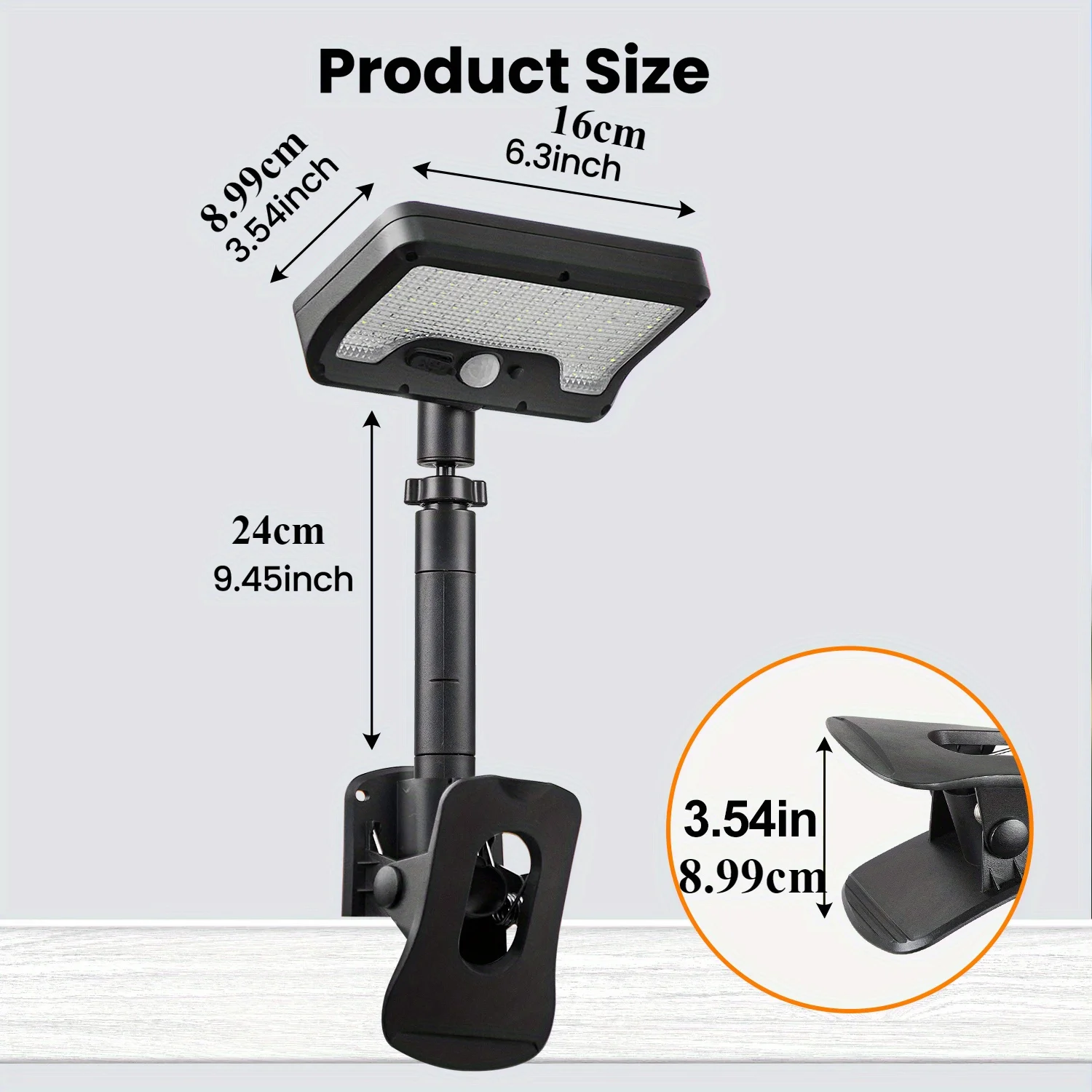 كليب على مصباح فناء الحركة الشمسية 92 المصابيح في الهواء الطلق 3 وضع الأمن المرآب ضوء الجدار مع شحن USB مقاوم للماء ضوء السياج الشمسي #3