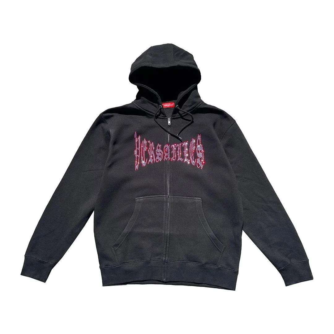 

y2k vintage women's clothes hoodie sweatshirt iron rhinestone skull dark long sleeve high street hip hop punk jacket back school