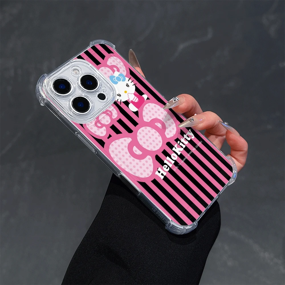 Etui na telefon Sanrio do iPhone 15 Pro, iPhone 16/15/14/13/12/11/x/xs/xs Max, przezroczyste etui dla dziewczyn, prezent Hello Kitty