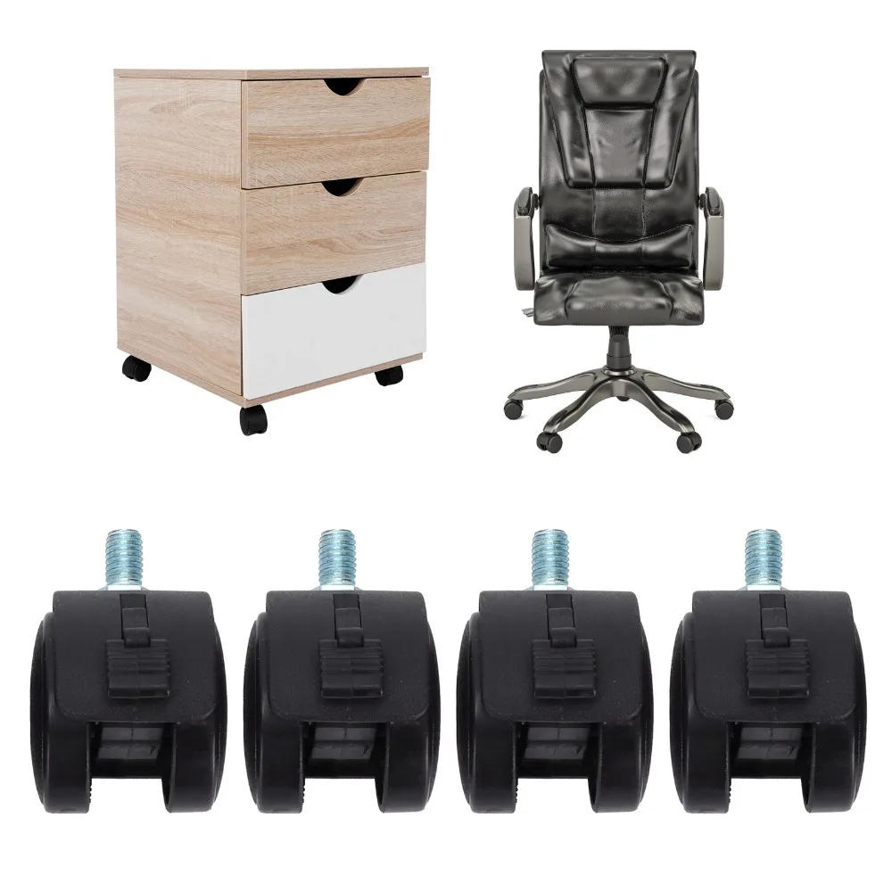 4pcs Cabinet 1.5 Inch Swivel Caster Wheels With Brake Black Locking Caster Wheels Furniture Caster Wheels Cabinet