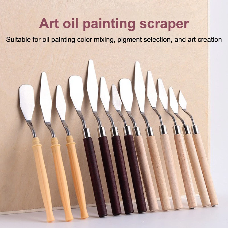Couteaux de peinture à l'huile en acier inoxydable, artisanat d'artiste, spatule, couteau à Palette, couteau de mélange de peinture à l'huile, grattoir, outils d'art 7 pièces/ensemble