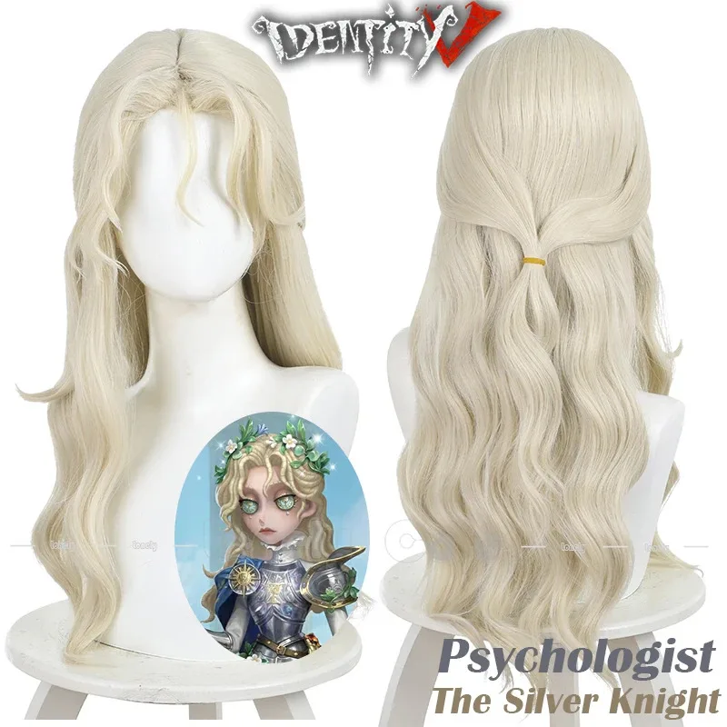 2025 22 아이덴티티 V 심리학자 실버 나이트 코스프레 가발 에이다 메스머 라이트 골든 롱 내열 파티 게임 롤플레잉 H