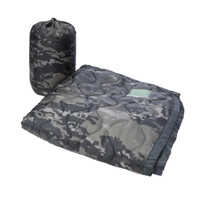 82x58 Inch Tactical Army Poncho Liner Camouflage Water Repellent Woobie Quilted Blanket Suitable for Camping, Shooting, Hunting