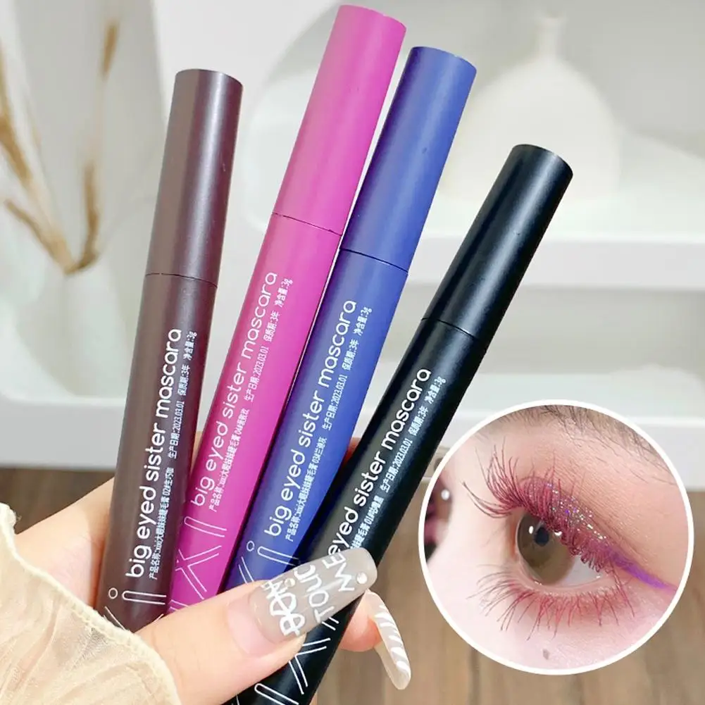 Mascara bleu coloré à tête de brosse ultra fine, curling et curling, sans bavure, optique mince, cosmétiques, anti-R2T4