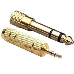 2-Pack 6.5mm to 3.5mm and 3.5mm to 6.5mm Audio Adapter Set 1/4-inch - 1/8-inch and 1/8-inch - 1/4-inch