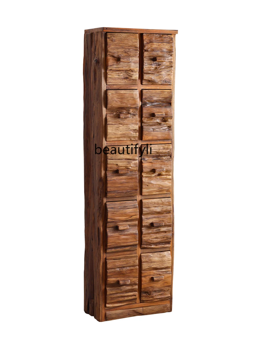 

Solid Wood Chest of Drawers Bedroom Wall Old Teak Storage Cabinets Drawer Type Medicine Cabinet Chest of Drawers