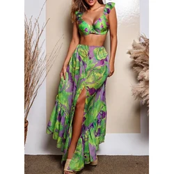 2023 New One Piece Swimsuit Bikini Women Maxi Wrap Skirts Sling Swimwear Vintage Holiday Designers Bathing Suit Beach Cover Up