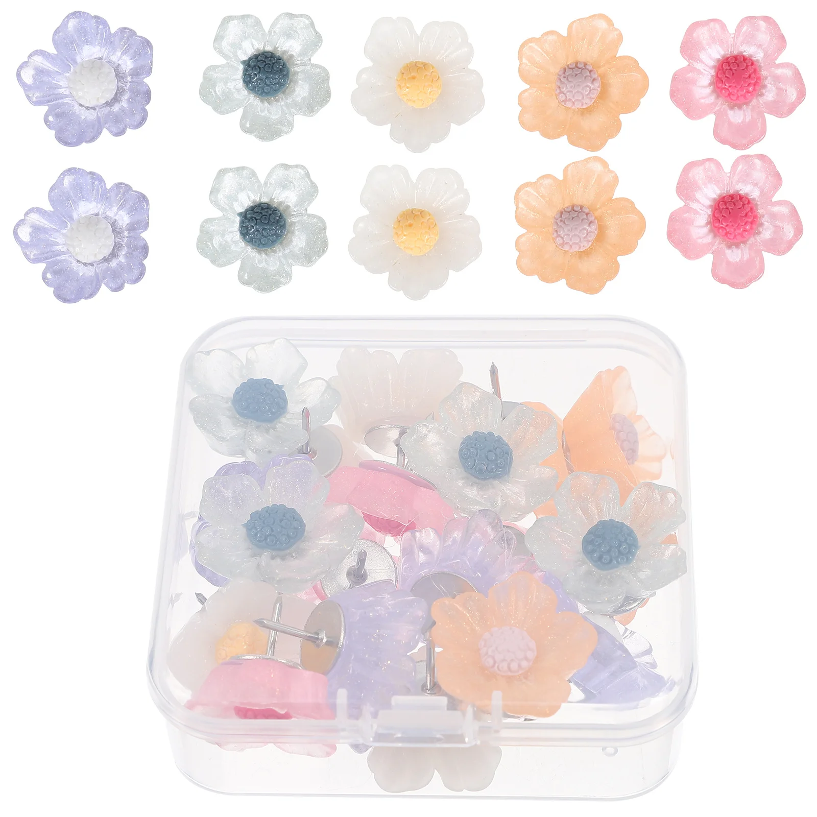 

20Pcs Creative Flower Pushpins Decorative Thumbtacks for Cork Board Office Classroom Crafts Thumb Tacks