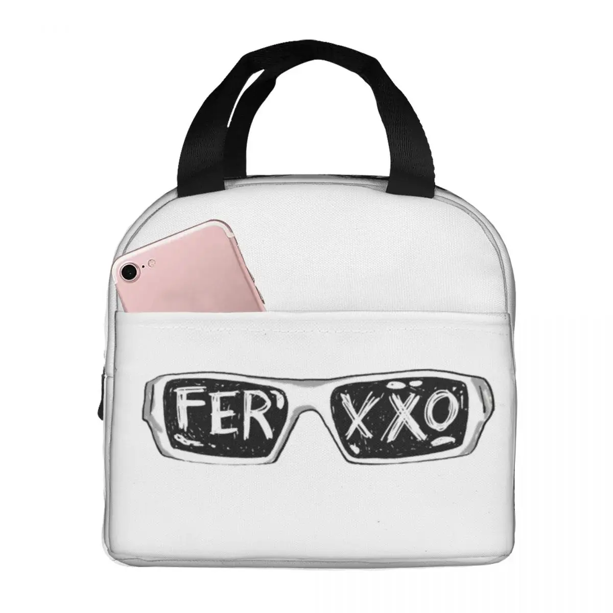 Ferxxo Glasses Feid Logo Classic Sticker Lunch Bags Insulated Bento Box Lunch Tote Resuable Picnic Bags for Woman Girl School