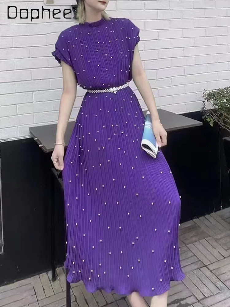 

Graceful Elegant Evening Dresses High-end Beading Luxurious Belt Slim Sleeveless Pleated Long Dress for Women 2026 Spring New