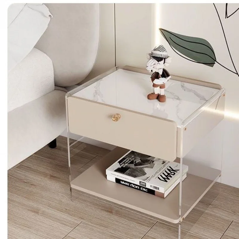 

Light Luxury Net Red Cream Style Acrylic Floating Bedside Table Simple Modern Bedroom High-end Furniture Narrow Side Table