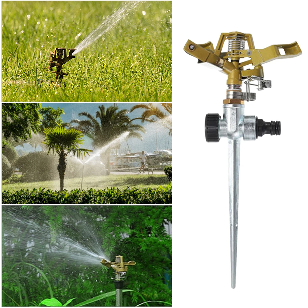 

Metal Spike Automatic Rotating Watering Artifact Adjustable Garden Lawn Sprinkler Gardening Irrigation Water Sprayer