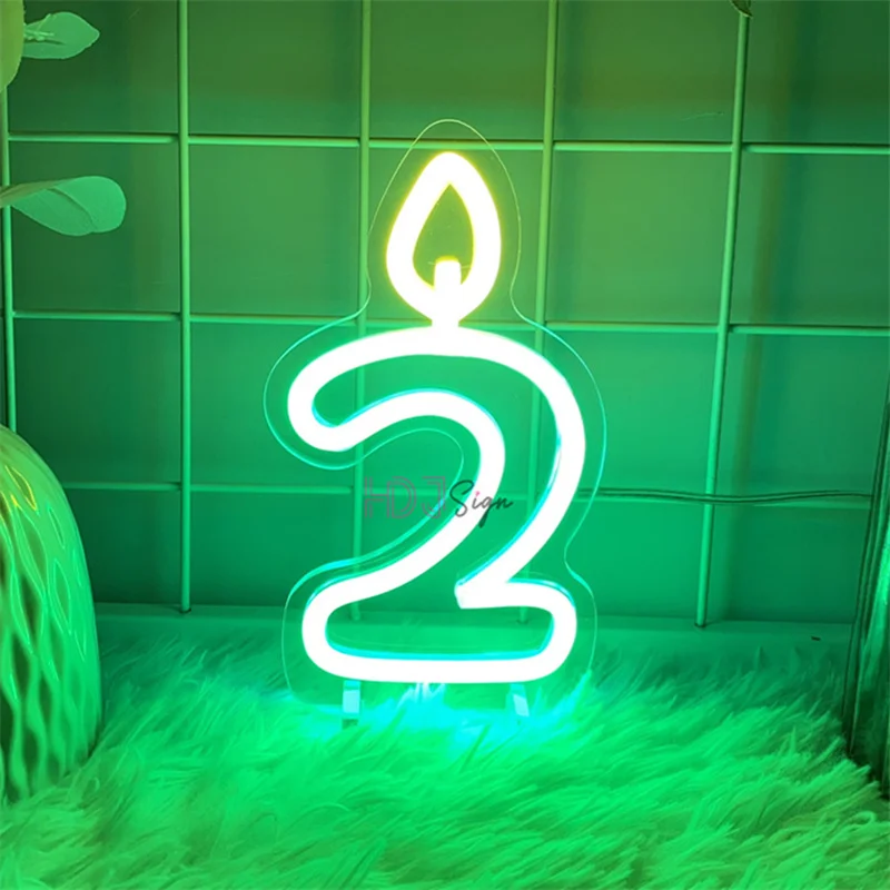 1-9 Wedding Birthdays Number Neon Led Sign Birthdays Home Decor Room Decoration Desk Numbers Lights Bedroom Lamps Luminous Signs