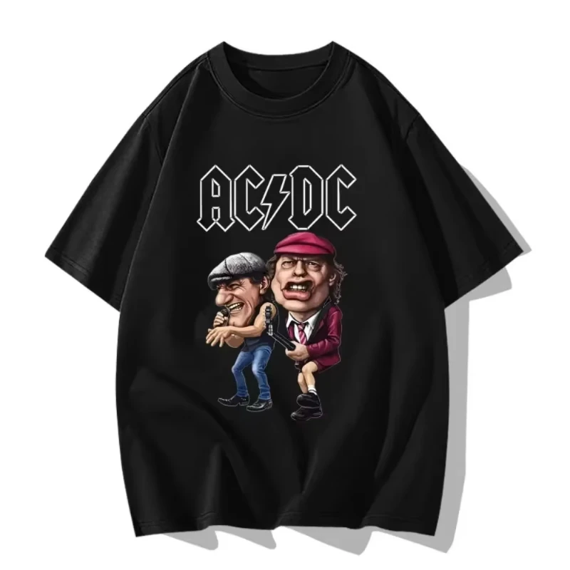 Marke Neue Design Straße Punk Rock ACDC Band Fans Peripherie Hip Hop Baumwolle Druck Kurzarm Männer Frauen Lose Baumwolle T-shirt