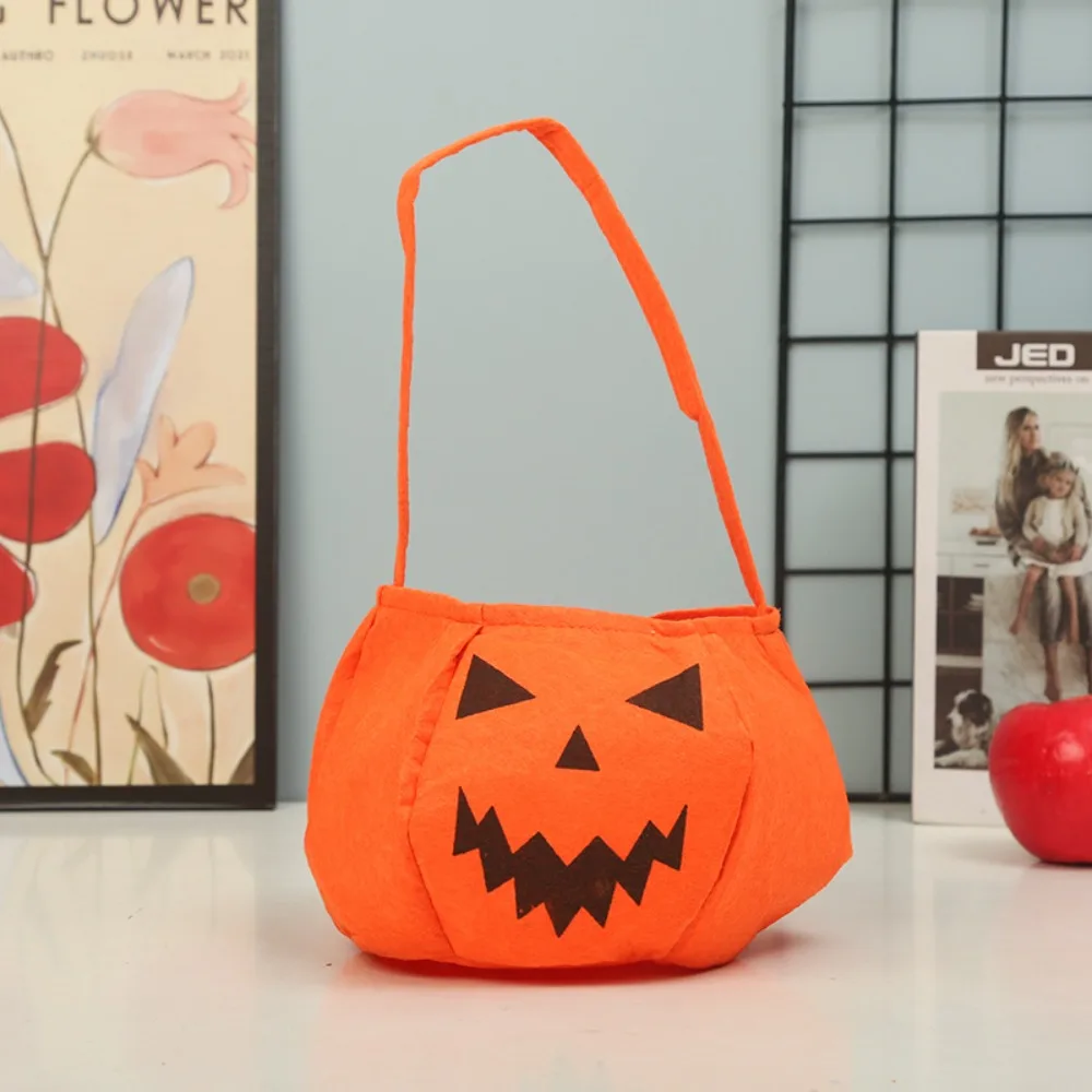 Funny Ghost Pumpkin Bag Cloth Trick or Treat Halloween Candy Bag Handbag Shoulder Bag Pumpkin Candy Bag Cosplay Pros