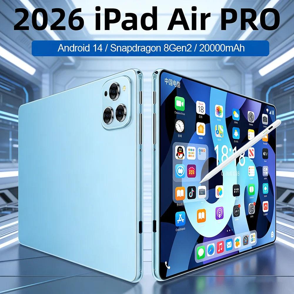 Tablet PC Original 2026 de 12 Pulgadas, iPad Air Pro 5G, 20000mAh, Android 14, 24GB de RAM, 2TB de ROM, 5G Dual SIM, GPS, Red 5K 4G WIFI