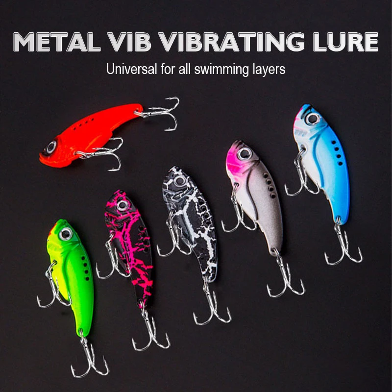 Metal VIB Bass Lure Fishing Bait Vibration Spinner Spoon Sinking Long Throw Shot All Water 3D HardBait Treble Hook Tackle