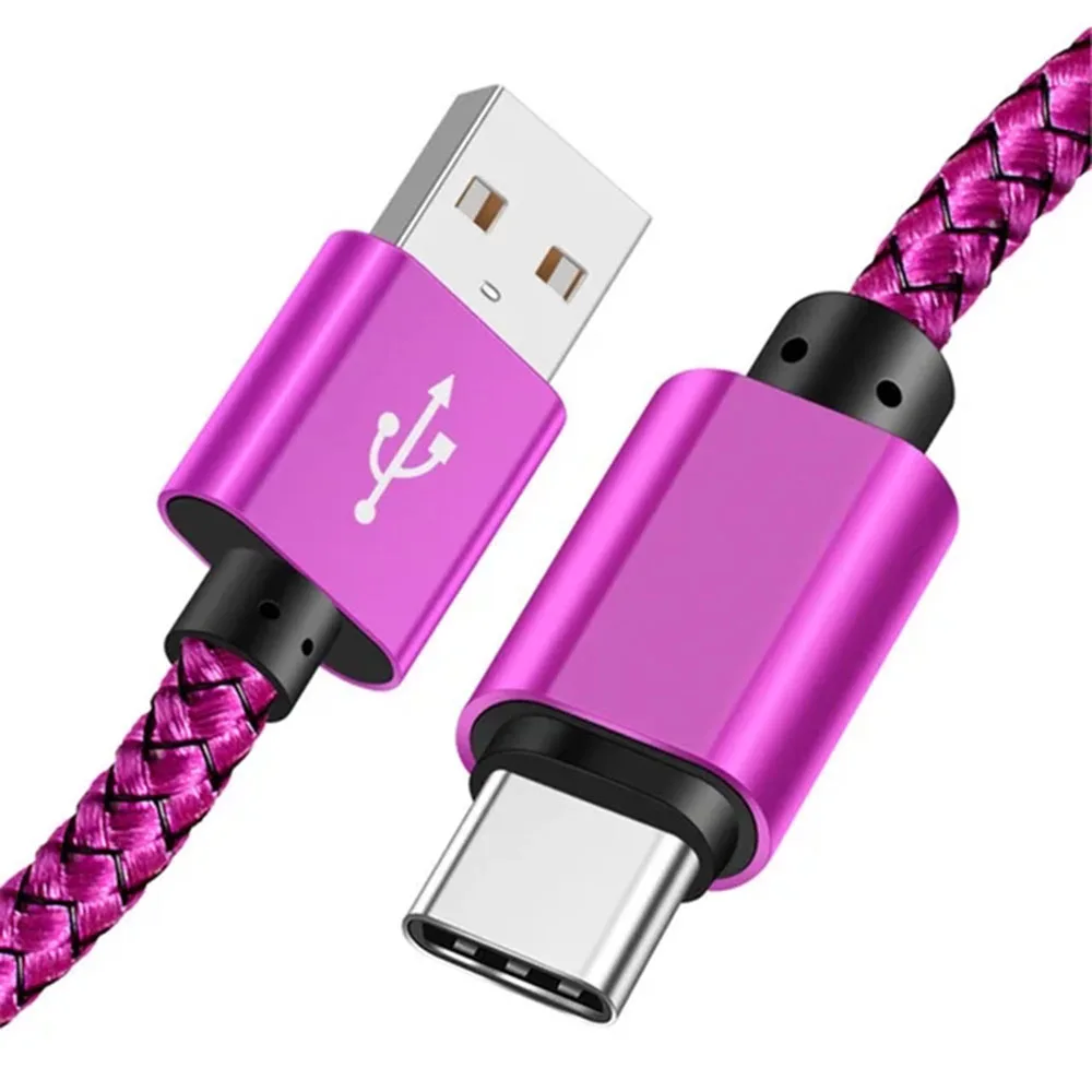 Nylon Datakabel Snelle Oplader USB A naar Type C Oplaadkabel Voor Huawei Samsung Android telefoon Type C Oplaadapparaat 1M 2M 3M