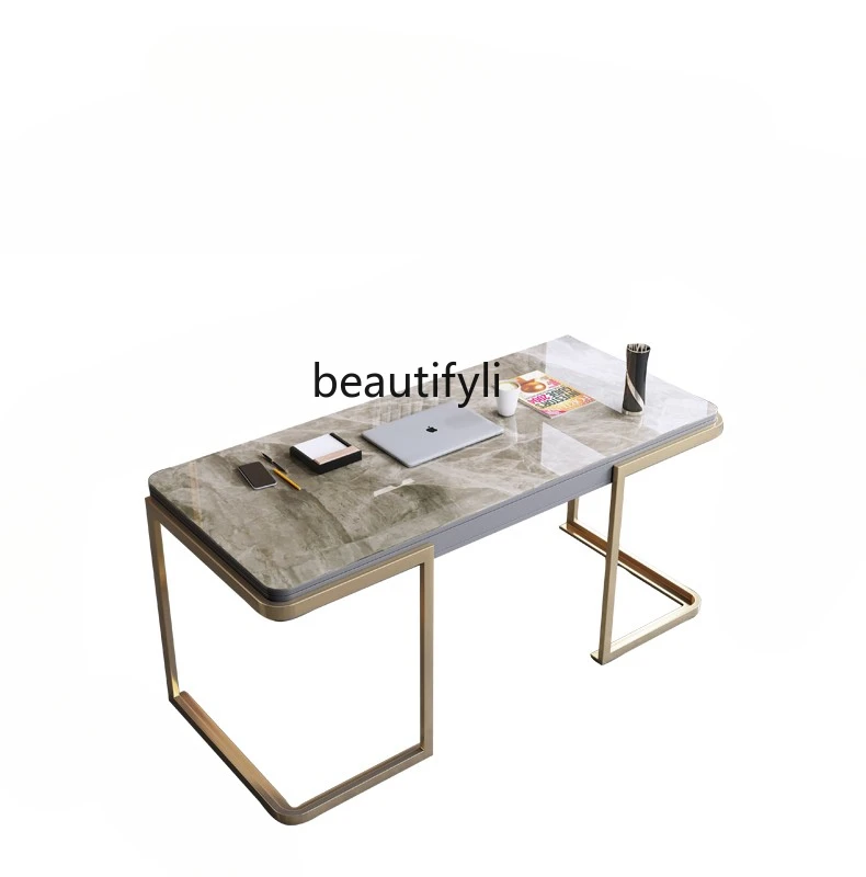 Light Luxury Italian Minimalist Stone Plate Desk Designer Modern Minimalist Small Apartment Office Study Computer Desk