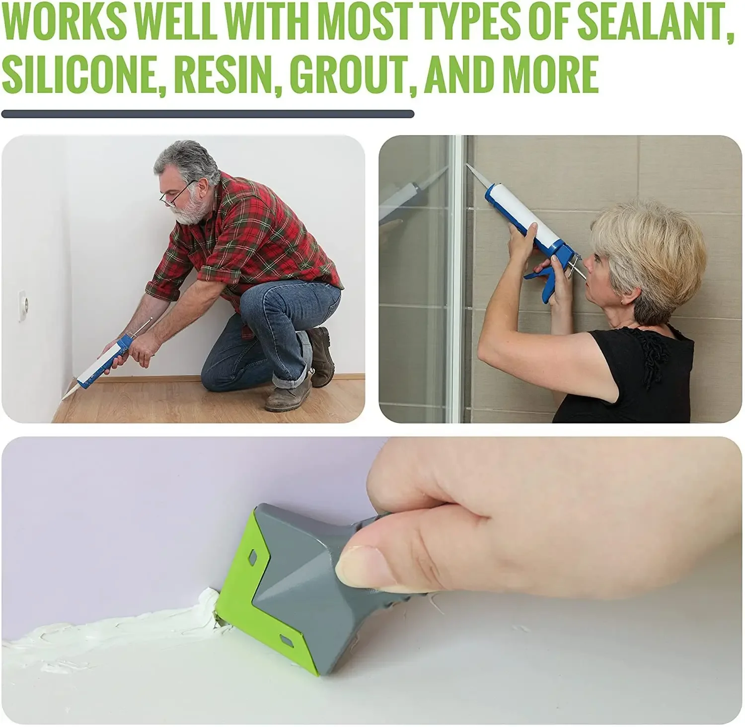 5 In 1 Silicone Caulking Tools Sealant Finishing Tool Kit Grout Remover Glass Glue Angle Scraper for Kitchen Bathroom Sink Joint