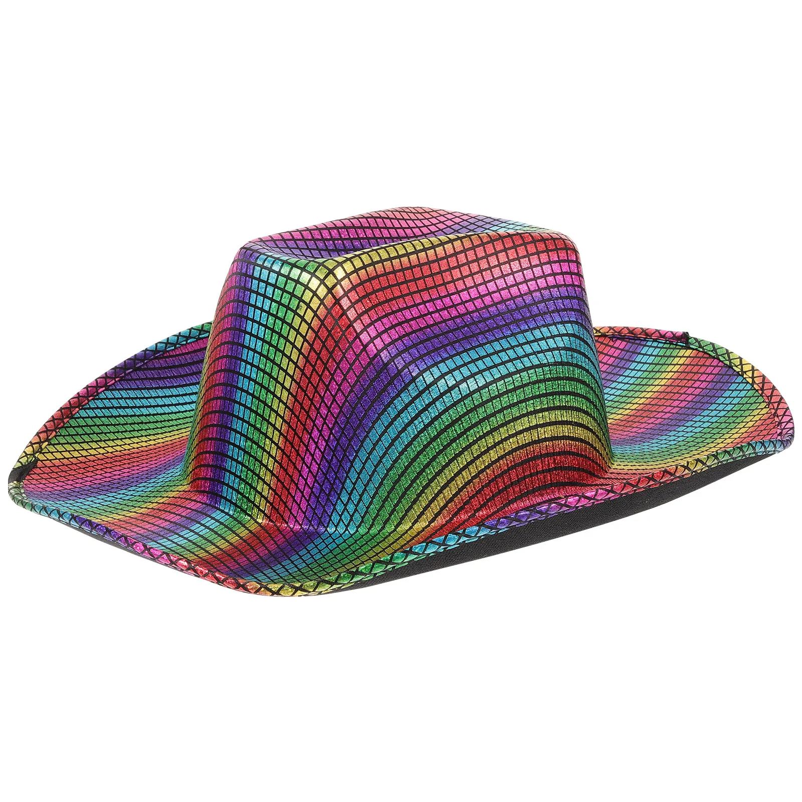 

Rainbow Cowboy Women Party Straw Bachelorette Umbrella Hat Adult Sparkly Disco Cloth Adjustable Breathable Halloween