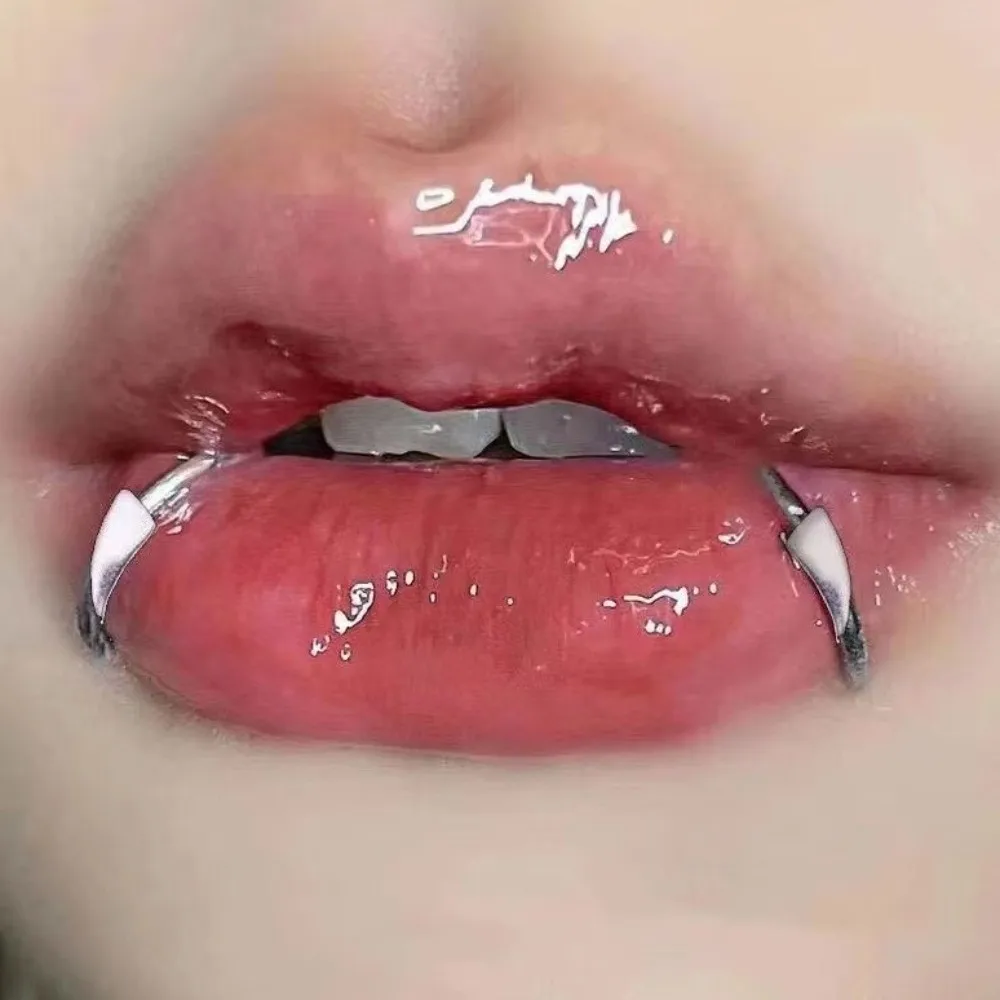 2PCS/Set Exaggerated Fake Lip Ring Non Piercing Stainless Steel Perforation-free Lip Cuff Silver Gold Gothic Body Jewelry